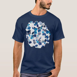 Abstract Brushstrokes Painting Blue T-Shirt