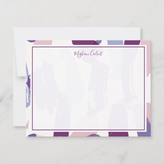 Abstract Brushstrokes Personalized Stationery Card (Front)