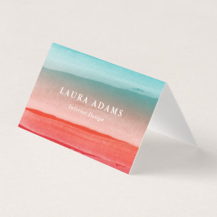Abstract Brushstrokes Red Turquoise Business Card