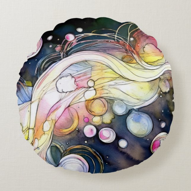 Abstract Bubbles Round Pillow (Front)