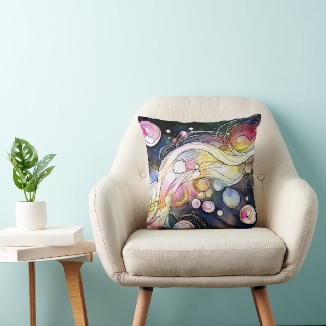 Abstract Bubbles Throw Pillow (Chair)