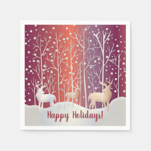 Abstract Bucks, Trees and Snow Napkin