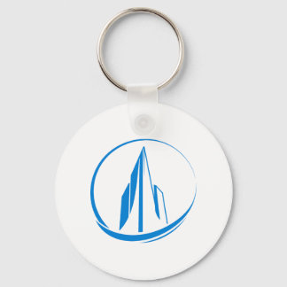 Abstract Building Peak Cityscape Circle Keychain
