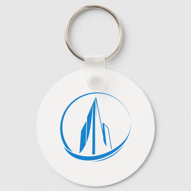 Abstract Building Peak Cityscape Circle Keychain (Front)