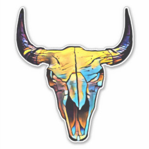 Abstract Bull Bovine Animal Skull Art