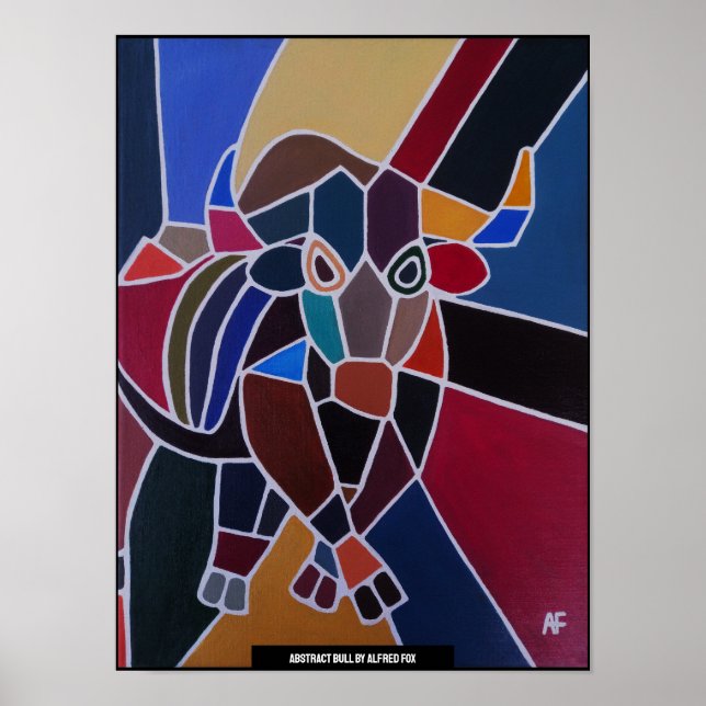 Abstract Bull Painting by Alfred Fox Poster (Front)