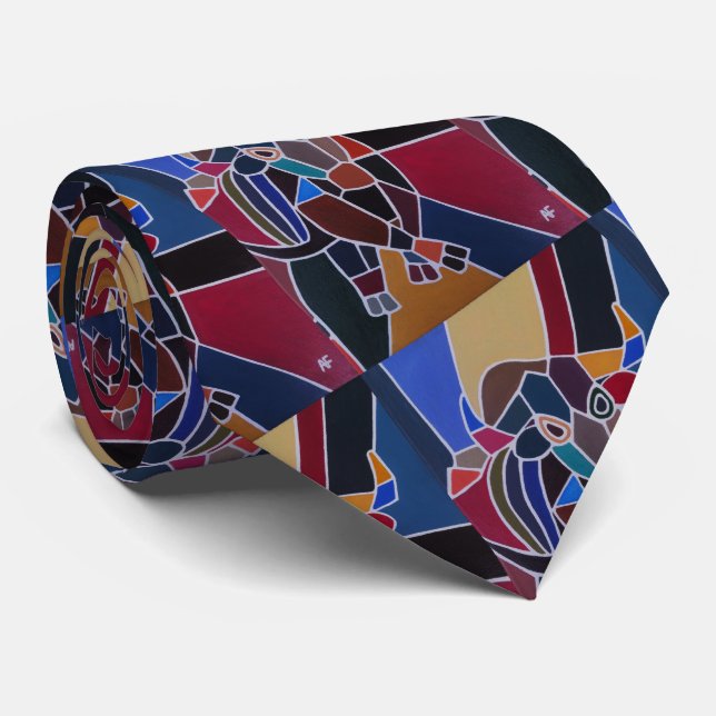 Abstract Bull Painting by Alfred Fox Tie (Rolled)