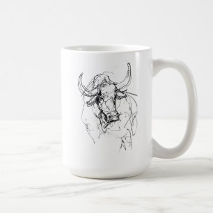 Abstract Bull Portrait Sketch Coffee Mug