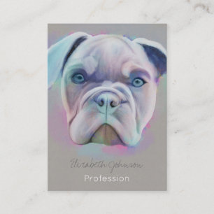 Abstract Bulldog Portrait Colourful Painting Business Card