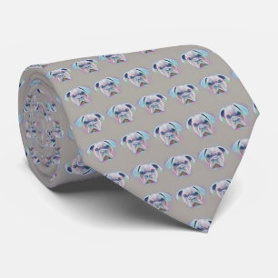Abstract Bulldog Portrait Colourful Painting Tie