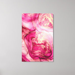 Abstract Burgundy and Gold Alcohol Ink Canvas Prin