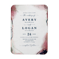 Abstract Burgundy & Navy Blue Wedding Invitation
