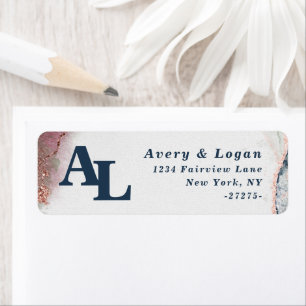 Abstract Burgundy & Navy Monogram Return Address