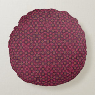 Abstract Burgundy Round Pillow