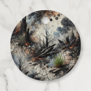 Abstract Burnt Forest Favour Tags