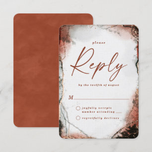 Abstract Burnt Orange Fall Wedding RSVP Reply Card