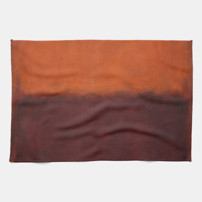 Abstract Burnt Orange Horizon Kitchen Towel (Horizontal)