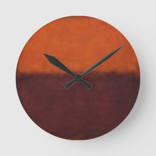 Abstract Burnt Orange Horizon Round Clock