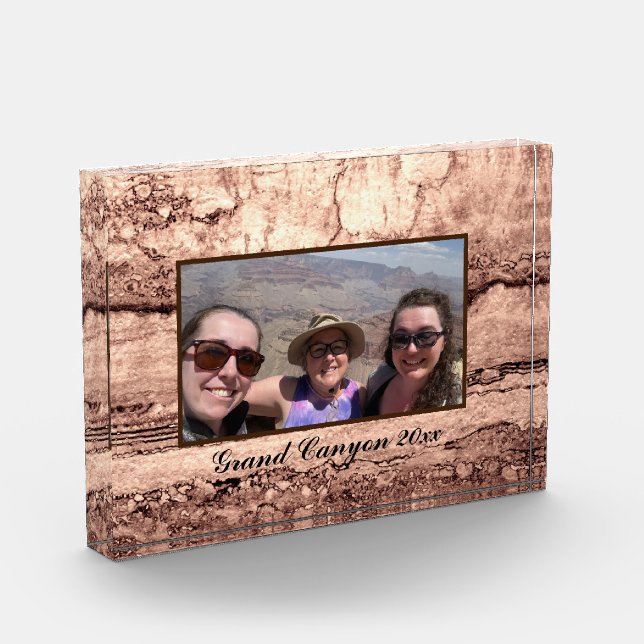 abstract burnt sienna marble granite personalized  photo block (Left)