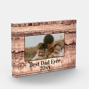 Abstract burnt sienna marble granite personalized photo block