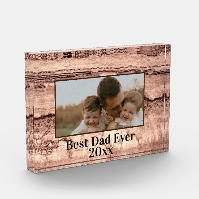 Abstract burnt sienna marble granite personalized  photo block (Left)