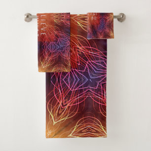  Abstract Burst of Multi-Coloured Bath Towel Set