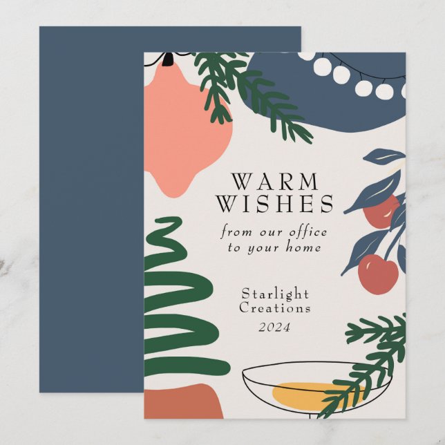 Abstract Business Flat Holiday Card (Front/Back)