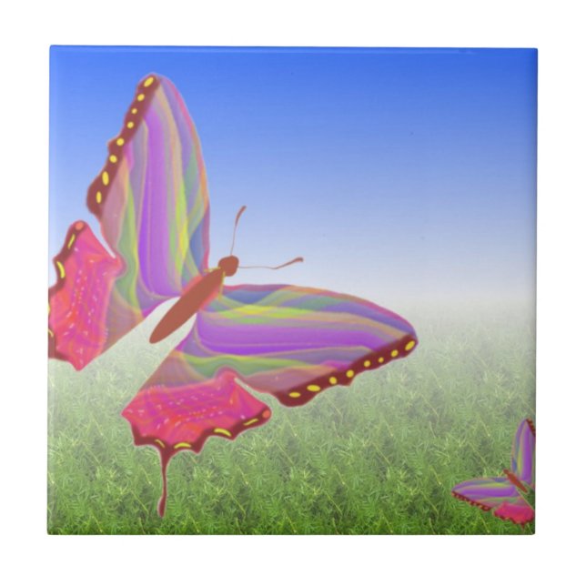 Abstract Butterflies Ceramic Tile (Front)
