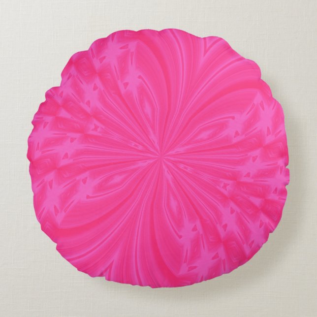 Abstract Butterfly Bright Pink Round Throw Pillow (Front)