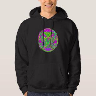 Abstract Butterfly Button Pink Green Yellow   Fan  Hoodie