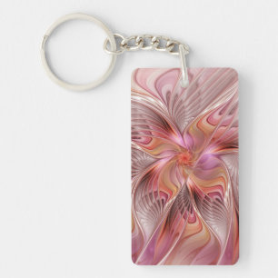 Abstract Butterfly Colorful Fantasy Fractal Art Keychain