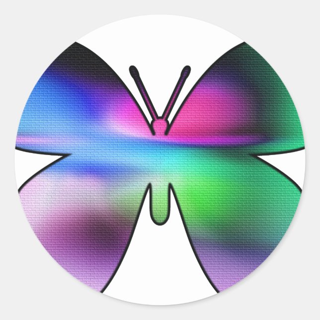 Abstract Butterfly Colourful Classic Round Sticker (Front)
