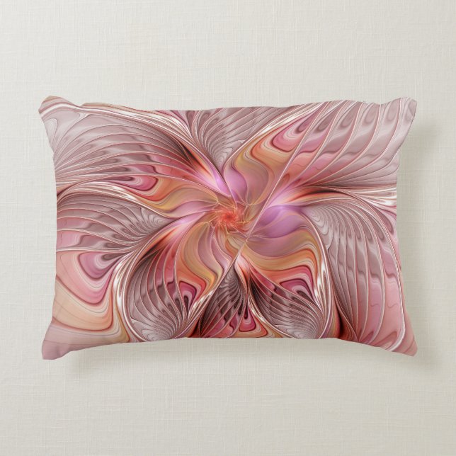 Abstract Butterfly Colourful Fantasy Fractal Art Accent Pillow (Front)
