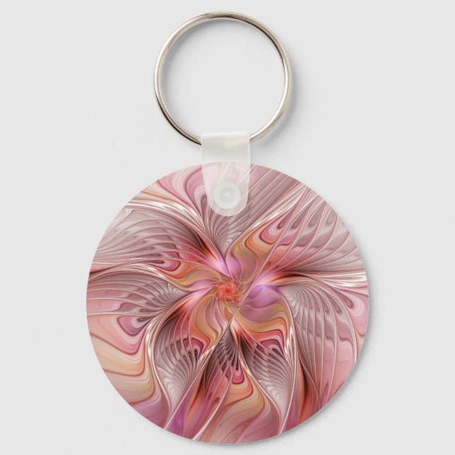 Abstract Butterfly Colourful Fantasy Fractal Art Keychain (Front)
