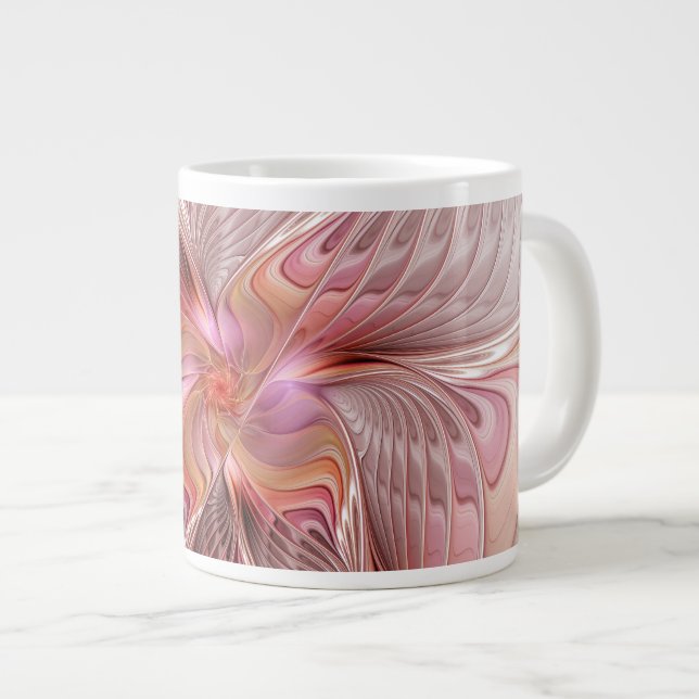 Abstract Butterfly Colourful Fantasy Fractal Art Large Coffee Mug (Front Right)
