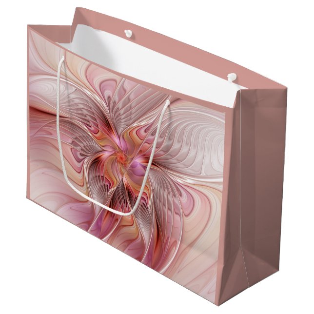 Abstract Butterfly Colourful Fantasy Fractal Art Large Gift Bag (Front Angled)