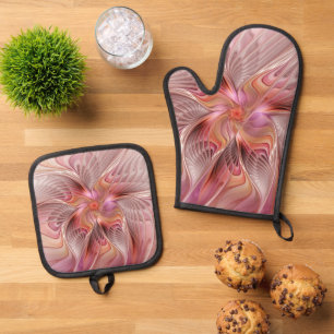 Abstract Butterfly Colourful Fantasy Fractal Art Oven Mitt & Pot Holder Set