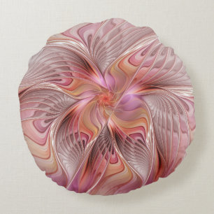 Abstract Butterfly Colourful Fantasy Fractal Art Round Pillow