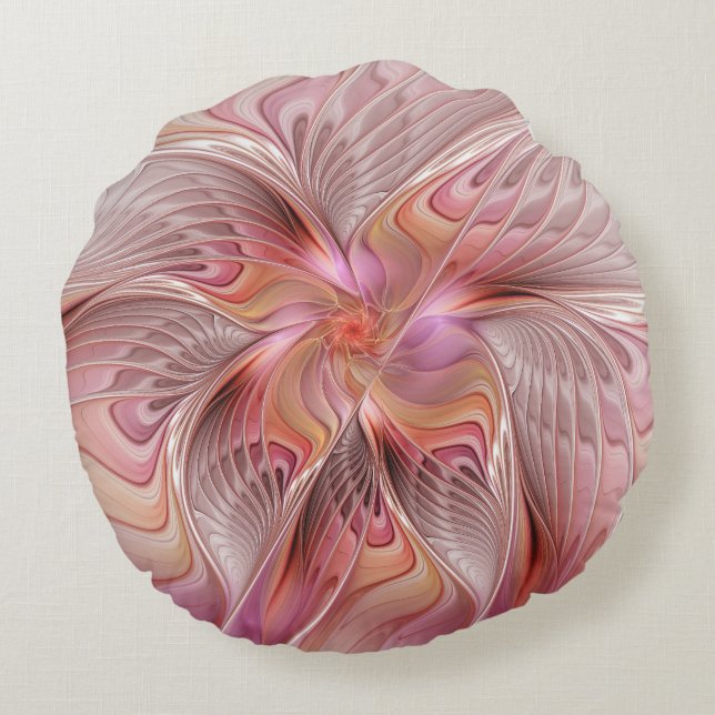 Abstract Butterfly Colourful Fantasy Fractal Art Round Pillow (Back)