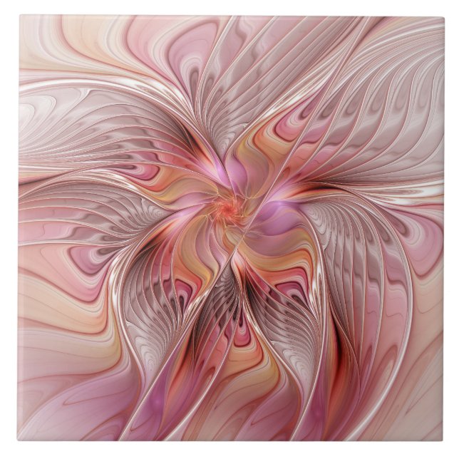 Abstract Butterfly Colourful Fantasy Fractal Art Tile (Front)