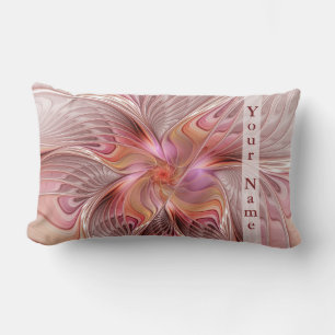 Abstract Butterfly Colourful Fantasy Fractal Name Lumbar Pillow