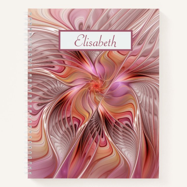 Abstract Butterfly Colourful Fantasy Fractal Name Notebook (Front)