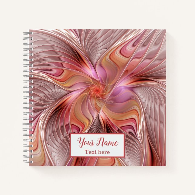 Abstract Butterfly Colourful Fantasy Fractal Name Notebook (Front)