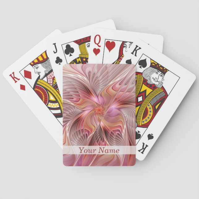 Abstract Butterfly Colourful Fantasy Fractal Name Playing Cards (Back)