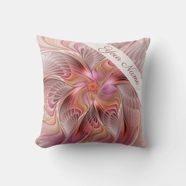 Abstract Butterfly Colourful Fantasy Fractal Name Throw Pillow (Front)