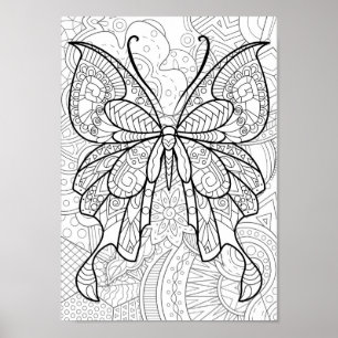 Abstract butterfly colouring Poster
