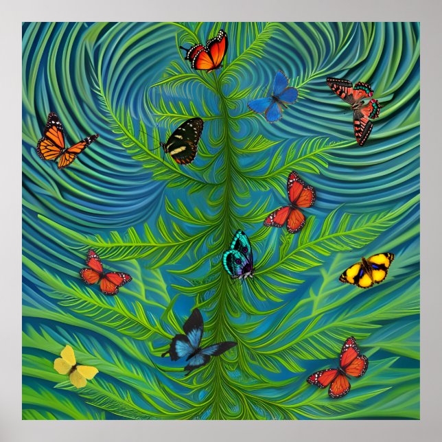 Abstract Butterfly Dream Garden Poster (Front)
