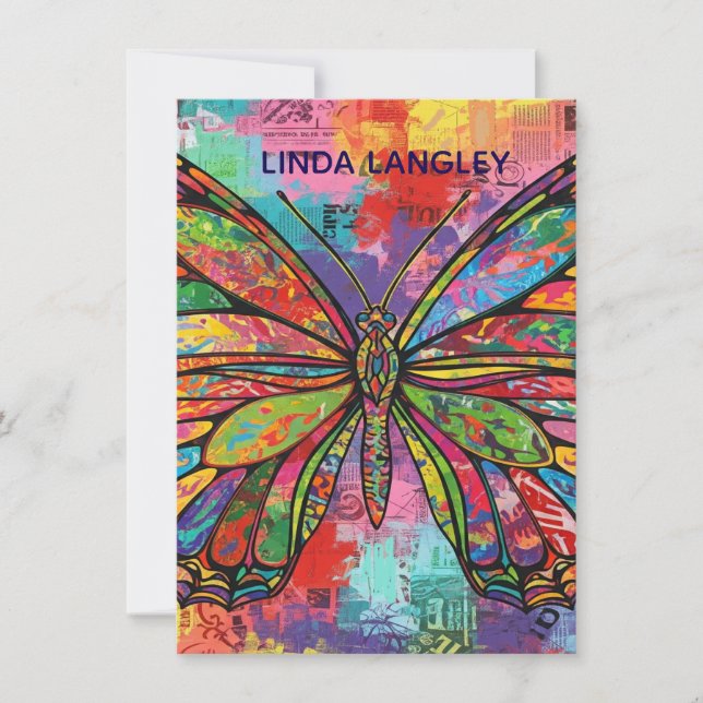  Abstract Butterfly Ephemera Stationery Card (Front)