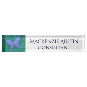 Abstract Butterfly Modern Blue Purple Wings Nameplate
