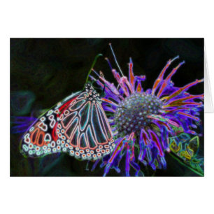Abstract Butterfly On Flower Nature Art Card